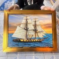 ราคา รูปภาพเรือ สำเภา กรอบไม้สีทอง สวย เสริมด้าน ค้าขาย มอบ ของขวัญ ปีใหม่ วันเกิด งานเกษียณ เมก้าปั้นดิน (25002993669)