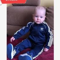 ราคา ชุดแทรค Adidas ชุดเสื้อฮู้ดและกางเกงวอร์มสีน้ำเงิน อาดีดาส (6857473216)