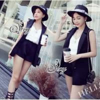 ราคา ชุดเซท Sevy Two Pieces Of Smart Casual Suit, Sleeveless Top Suit With Short Sets (29870185495)