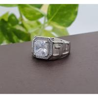 ราคา Cincin Lelaki Perak 925 Batu Permata Cubic Zirconia สีขาว 925 เงินแท้ Cubic Zirconia แหวนผู้ชาย (18880133176)