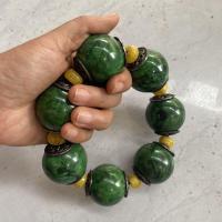ราคา โบราณเก่าหยกลูกขนาดใหญ่รอบลูกปัดสร้อยข้อมือลูกปัดจับชิ้นสี่ซม 3.5.9 (56156776153)
