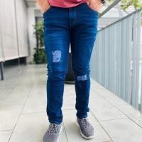 ราคา Seluar Jeans Koyak Lalaki Dan Perempuan Kain Bergetah/ Slim Fit Ripped Jeans Pants Men and Women Stretching Plus Size (28239629949)