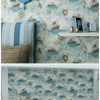 ราคา Nice Sticker วอลล์เปเปอร์ Aesthetic Minimalist Blue Anchor Ship (26215206931)