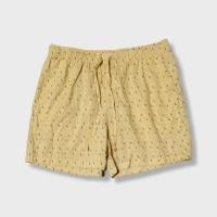 ราคา Uniqlo Cotton Relaco Shorts กางเกงขาสั้น *มีตำหนิ ไซส์ L ลายดอก สีเหลือง มือสอง (27967979368)