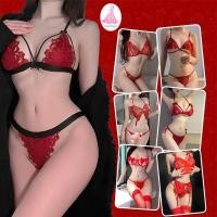 ราคา SexyNightปีใหม่ สีแดง ชุดชั้นใน ชุดเซ็ท เสื้อชั้นในสายเดี่ยว + กางเกงชั้นใน คอวีลึก ลูกไม้ซีทรู ผ้าใส่สบาย ส่งไวจากไทย (53652621564)