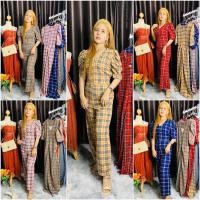 ราคา ชุดจั๊มสูทขายาวผู้หญิง ชุดจั๊มสูท จั๊มสูทขายาว ชุดจั๊มสูทสาวอวบ ชุดจั๊มสูทขายาวสาวอวบ เอวไม่สม็อคผูกด้านหลัง ชุดลายสก็อต (8330088903)