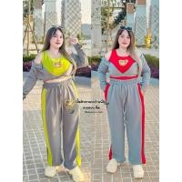 ราคา ชุดเซ็ท2ชิ้นเสื้อ+กางเกงขายาวพับไหล่ตกแต่งน้องหมีสาวอวบ (24715979521)