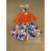 ราคา เดรสลูกไม้สีส้ม ชุดออกงานสีสดใส ป้ายMuse (25888264371)