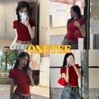 ราคา ONETEE ✨ แดงไวน์ เสื้อสีพื้น เกาหลีสไตล์ baby crop เสื้อยืดแขนสั้น ผ้าcotton 100% สลิมฟิต Hotgirl คอกลม เสื้อครอป (43410900201)