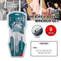 ราคา 9PCS ชุด KUNCI ALLEN 9PCS Allen ชุดกุญแจ Ball Point Hex Torx ประแจชุดเครื่องมือไขควง Spline Key ยาวพิเศษ (43705833750)