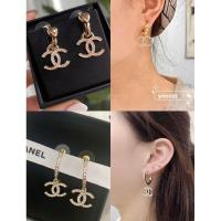 ราคา ของแท้ CHANEL ต่างหู Rhinestone CC Drop Stud (24556332721)