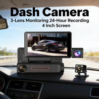 ราคา เครื่องบันทึกภาพ เส้นประ กล้องด้านหลัง4นิ้วหน้าจอภายในไดรฟ์ด้านหน้า3เลนส์การตรวจสอบรถ24-ชั่วโมงบันทึก (50706975956)