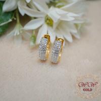 ราคา ต่างหูห่วง 3 แถว ทองแท้ 18k เพชรแท้เบลเยี่ยม (28184021817)