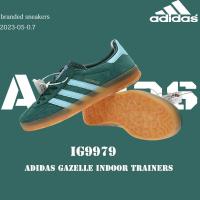 ราคา Adidas Gazelle Indoor Trainers IG9979 รองเท้าสเก็ตสไตล์ Dexun "พื้นยางดิบสีเขียวและสีฟ้าอ่อน" (23641709520)