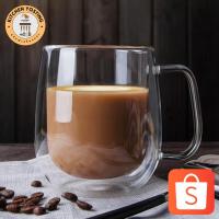 ราคา Kitchen Yostingเหยือกแก้วบอโรซิลิเกตทรงสูงผนังสองชั้นทนความร้อนที่จับกาแฟนมน้ำผลไม้น้ำแก้วเครื่องดื่มบาร์ของขวัญคู่รัก_K (24436371924)