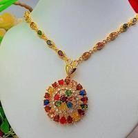 ราคา M115 สร้อยคอพลอยนพเก้า พร้อมจี้ นพเก้า ยาว 20 นิ้ว งานCZ แท้ (27705627570)