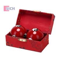 ราคา [Sich] จีน Yin Yang สุขภาพบรรเทาความเครียดสมาธิเครื่องมือนวดสีแดงแฮนด์บอล ใหม่ ใหม่ (25791594745)