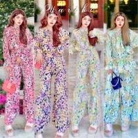 ราคา ชุดเซ็ต2ชิ้น❤️อัดพลีท❤️พิมพ์ลายดอกเสื้อแขนยาวกางเกงขายาวพร้อมส่ง (23560190680)