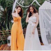 ราคา ชุดเซ็ทเกาะอก+กางเกงขาบานอัดพลีท (3234651114)