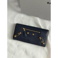 ราคา กระเป๋าเงินใบยาว balenciaga สีน้ำเงินหมุดทอง มือสองของแท้ (27540132627)