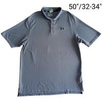 ราคา UNDER ARMOUR เสื้อแขนสั้น คอปก ผ้ากีฬา อันเดอร์ สีเทา อกหน้าผ้า 50" ป้ายคอไซส์ XL มือสอง สภาพดี (55100898883)