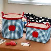 ราคา ตะกร้าใส่เสื้อผ้าสกปรกสไตล์เกาหลีตะกร้าเก็บลายสก๊อตสีฟ้าตะกร้าเก็บแบบพกพา (55605956408)