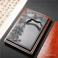 ราคา Duan Yan ครูที่มีชื่อเสียง Inkstone ภาพวาดตารางของขวัญการประดิษฐ์ตัวอักษร Boutique Study She Inkstone พร้อมกล่องไม้หินหยาบภูมิทัศน์ออกแบบเก่า Pit 8LHW (56754939829)