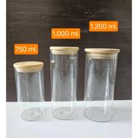 ราคา ขวดโหลแก้วใสทรงกระบอก ฝาไม้ไผ่ 750ml. / 1,000ml. / 1,200ml. (43114976014)