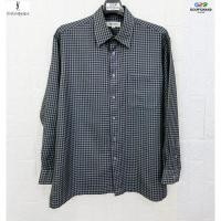 ราคา YSL YVES SAINT LAUREN แท้ อก46 เสื้อเชิ๊ตแขนยาวลายสก๊อตถี่สปอตหรู (17421463793)