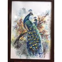 ราคา ภาพวาดนกยูงคู่/ภาพนกยูงคู่/ภาพมงคล/ภาพสีน้ำ ขนาด29.7x42 cm กระดาษร้อยปอนด์ พร้อมกรอบ สวยงาม (24255148556)