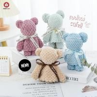 ราคา ลดล้างสต๊อก!! ผ้าเช็ดหน้า ทอทรงรังผึ้ง พับลายหมี รุ่นใหม่!! คละสี 5ผืน/10ผืน (43751653533)