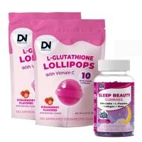 ราคา DN Lollipops ลูกอม Vitamin C Hydrolyzed Collagen Peptides L-Glutathione 10pcs + Sleep Beauty Gaba Collagen 60 Gummies (45904668333)