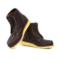 ราคา รองเท้าหนังวัวแท้ ชามัวร์ ชนิดนิ่ม บูท หุ้มข้อ สีน้ำตาลเข้ม StepPro Boots Code 956 (717287262)