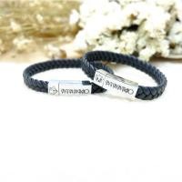 ราคา ข้อมือหนังแท้ สลักชื่อฟรี (594766613)