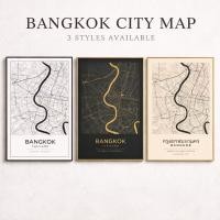ราคา Black and white Bangkok map, Nordic Thailand city map, wall art printing, poster and printing, living room home decorati (53854129407)