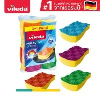 ราคา Vileda Colors Scourer Pack 4 วิเลดา ฟองน้ำ คัลเลอร์ แพ็ค 4 ใยขัด ล้างจาน (28738732896)