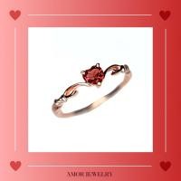 ราคา แหวนเงินแท้ 925 ฝังพลอยโกเมน(Garnet) ทรงหัวใจขนาด 4 มิล (25987287388)