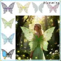 ราคา BLUEMING ปีกนางฟ้า, ชุดเจ้าหญิงปีกนางฟ้า UP ปีกนางฟ้า, อุปกรณ์ประกอบฉากปาร์ตี้ปีกผีเสื้อ Organza ที่เป็นประกายตลก (45700615293)