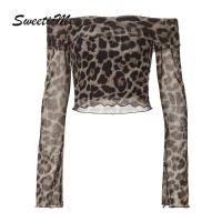 ราคา SweeticMe เสื้อสตรีแฟชั่นใหม่ พิมพ์ลายเสือดาว แบบครอปแขนยาว (27917595747)