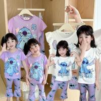 ราคา ชุดเซ็ตเสื้อกางเกงเด็กผู้หญิงลายสติช (42414459858)