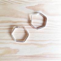 ราคา Minimalist925 ต่างหูห่วงหกเหลี่ยมเงินแท้ (2037375464)