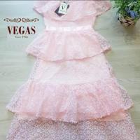 ราคา เดรสยาวสีชมพู เดรสลูกไม้ทั้งตัว งานแต่งงานบวชได้หมด งานป้ายVegas พร้อมส่งไซด์ L (1461591598)
