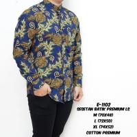 ราคา KEMEJA Credomenstore เสื้อเชิ้ตผ้าบาติกลายดอกไม้สีฟ้า / เสื้อผ้าผู้ชาย (9915620592)