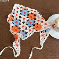 ราคา 【mqing】 Knitted Crochet Headscarf Hollow-out Triangle Scarf Sweet Cute Pastoral Style Headscarf (25989866713)