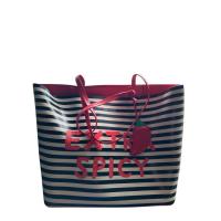 ราคา กระเป๋าโท้ทหนังพิมพ์ลายทางสีดำและสีขาว Kate Spade New York (42261738152)