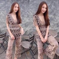 ราคา จั้มสูทกางเกงขายาวลูกไม้ลายมงกุฎ (1394352055)