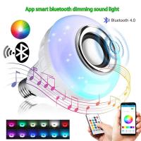 ราคา หลอดไฟลำโพงบลูทูธ LED 12 วัตต์ RGB W E27 เปลี่ยนสีโคมไฟ เสียงสเตอริโอไร้สายที่มี 24 คีย์ที่มีการควบคุมระยะไกล (13692220512)