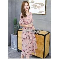 ราคา ฟรี EMSชุดเดรสยาวงานป้าย Lady Ribbon Thailand เสื้อผ้าแฟชั่นผู้หญิง Dress SizeS/M สีชมพู พร้อมส่งสวยเหมือนแบบ (1101408053)