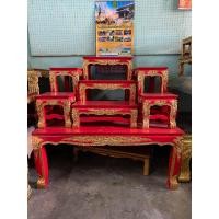 ราคา โต๊ะหมู่บูชา ไม้สัก แกะสลัก ขนาดฐาน 100 x 78 cm. (หมู่7 หน้า9นิ้ว) โต๊ะวางพระ 18 นิ้ว สีแดงลงลัก ปิดทอง ไม้สักแท้ทุกส่วน (26212298328)