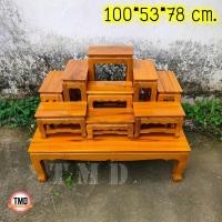 ราคา TMD ชุดโต๊ะหมู่บูชาไม้สัก หมู่ 9 หน้า 6 100*53*สูง78 ซม. **รวมฐาน** (ไม้สักแพร่) สีย้อม(อิฐ) ✅ทั้งชุด10ชิ้น✅ (20996562532)